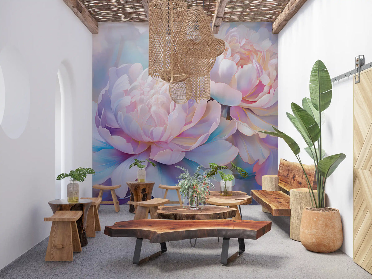 Abstract Botanical Peony Petals Wall Mural