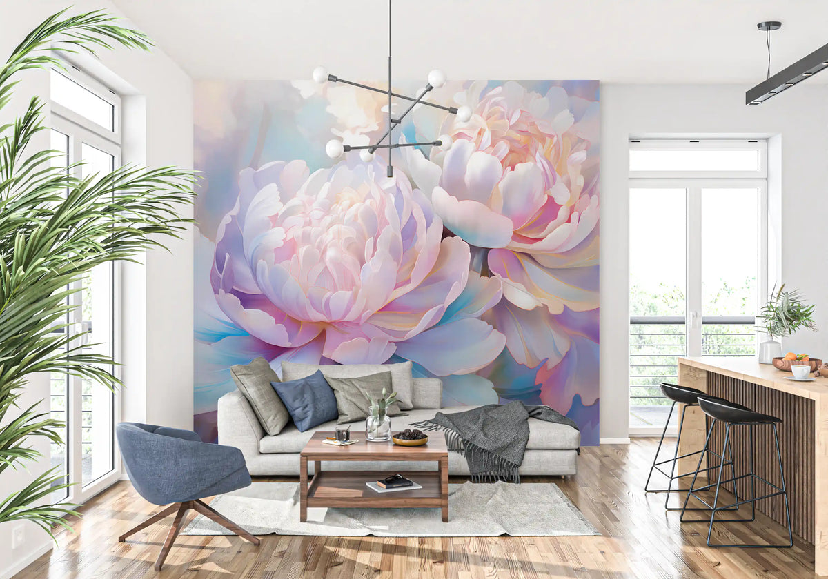 Abstract Botanical Peony Petals Wall Mural