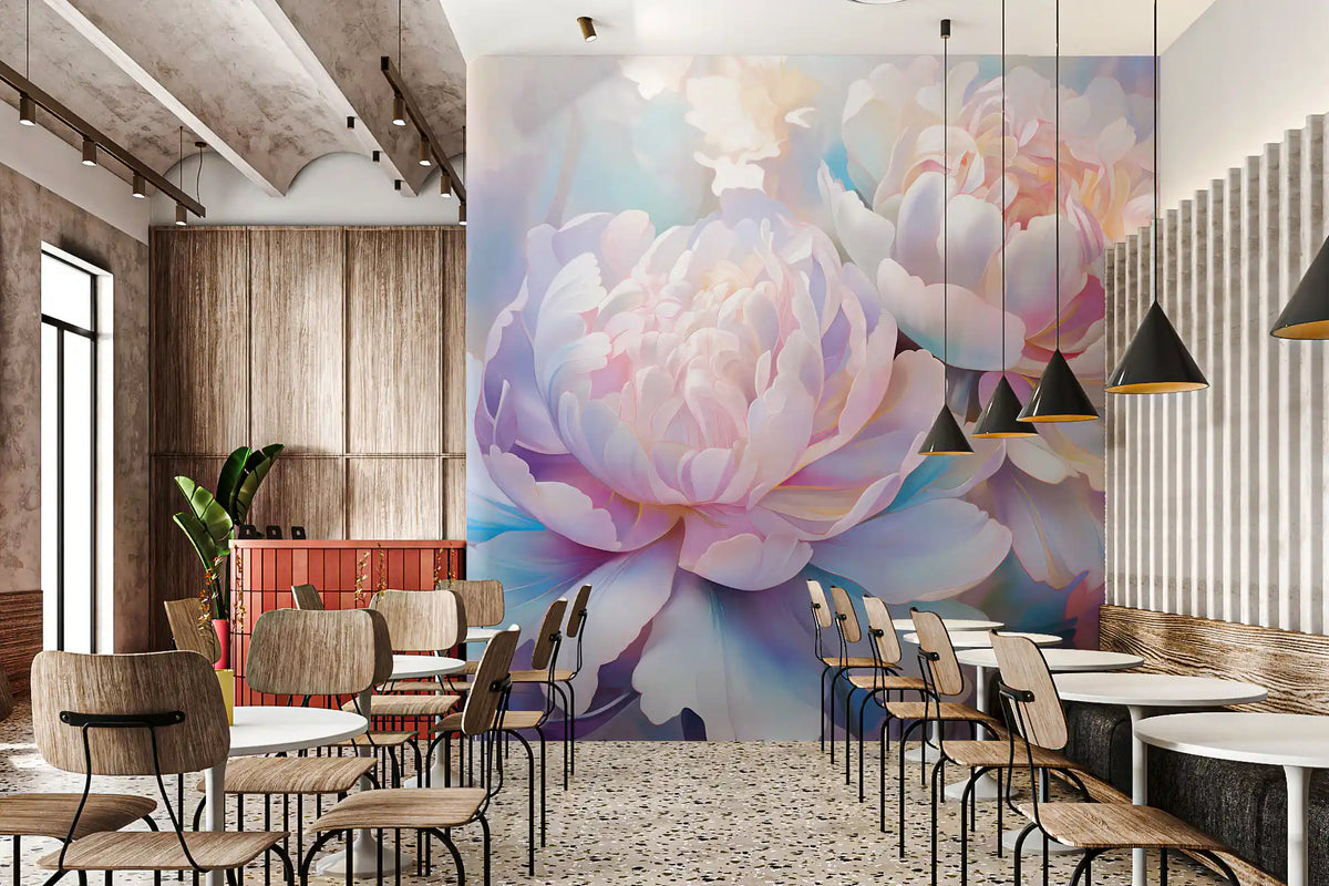 Abstract Botanical Peony Petals Wall Mural