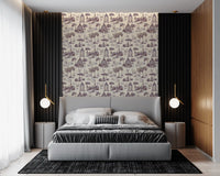 Modern Toile de Jouy Swan Victorian Garden Scenery - Unexpected Contrast Wallpaper⁠