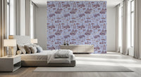 Modern Toile de Jouy Swan Victorian Garden Scenery - Warm & Cool Contrast Wallpaper⁠