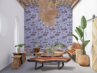 Modern Toile de Jouy Swan Victorian Garden Scenery - Warm & Cool Contrast Wallpaper⁠