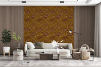 Modern Toile de Jouy Swan Victorian Garden Scenery - Regal Gilded Warmth Wallpaper⁠
