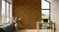Modern Toile de Jouy Swan Victorian Garden Scenery - Regal Gilded Warmth Wallpaper⁠