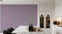 Ivy League Faux Linen Vertical Stripes - Burgundy Lilac And Cream Wallpaper⁠