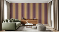 Ivy League Faux Linen Vertical Stripes - Butter Burgundy And Cream Wallpaper⁠