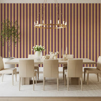 Ivy League Faux Linen Vertical Stripes - Butter Burgundy And Cream Wallpaper⁠