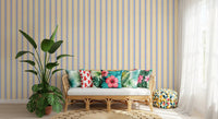 Ivy League Faux Linen Vertical Stripes - Butter Lilac And Cream Wallpaper⁠