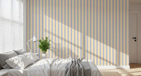 Ivy League Faux Linen Vertical Stripes - Butter Lilac And Cream Wallpaper⁠