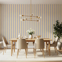 Ivy League Faux Linen Vertical Stripes - Butter Lilac And Cream Wallpaper⁠