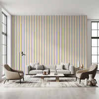 Ivy League Faux Linen Vertical Stripes - Butter Lilac And Cream Wallpaper⁠