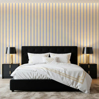 Ivy League Faux Linen Vertical Stripes - Butter Lilac And Cream Wallpaper⁠