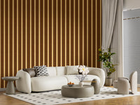 Ivy League Faux Linen Vertical Stripes - Butter Mustard And Burgundy Wallpaper⁠