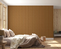 Ivy League Faux Linen Vertical Stripes - Butter Mustard And Burgundy Wallpaper⁠