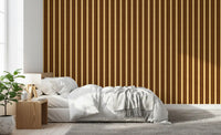 Ivy League Faux Linen Vertical Stripes - Butter Mustard And Burgundy Wallpaper⁠