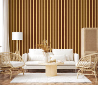 Ivy League Faux Linen Vertical Stripes - Butter Mustard And Burgundy Wallpaper⁠