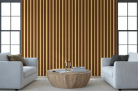 Ivy League Faux Linen Vertical Stripes - Butter Mustard And Burgundy Wallpaper⁠