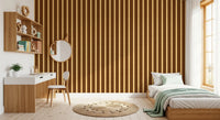 Ivy League Faux Linen Vertical Stripes - Butter Mustard And Burgundy Wallpaper⁠