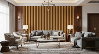 Ivy League Faux Linen Vertical Stripes - Butter Mustard And Burgundy Wallpaper⁠