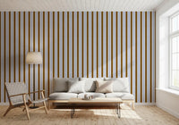 Ivy League Faux Linen Vertical Stripes - Lilac Mustard And Cream Wallpaper⁠