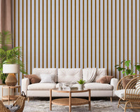 Ivy League Faux Linen Vertical Stripes - Lilac Mustard And Cream Wallpaper⁠
