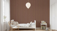 Ivy League Faux Linen Vertical Stripes - Burgundy Mustard And Cream Wallpaper⁠