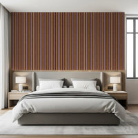 Ivy League Faux Linen Vertical Stripes - Burgundy Mustard And Cream Wallpaper⁠