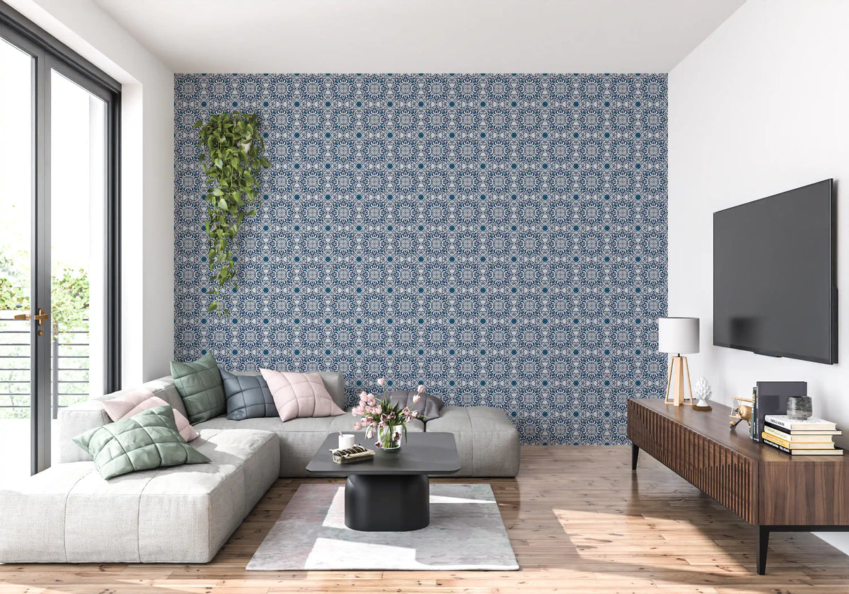 Midnight Moroccan Tile Pattern Wallpaper⁠