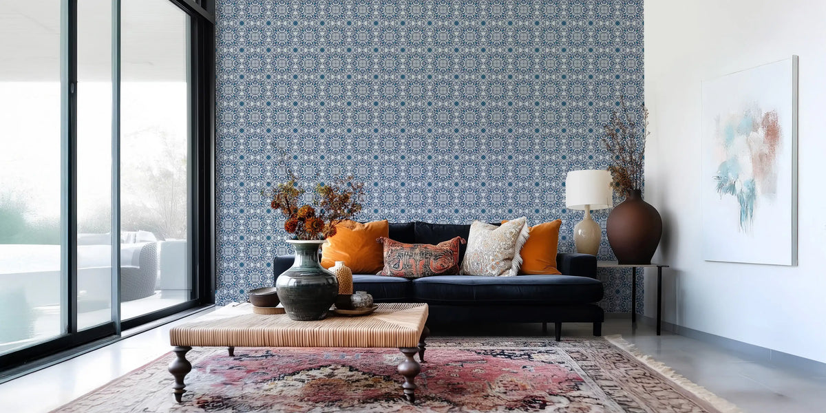 Midnight Moroccan Tile Pattern Wallpaper⁠