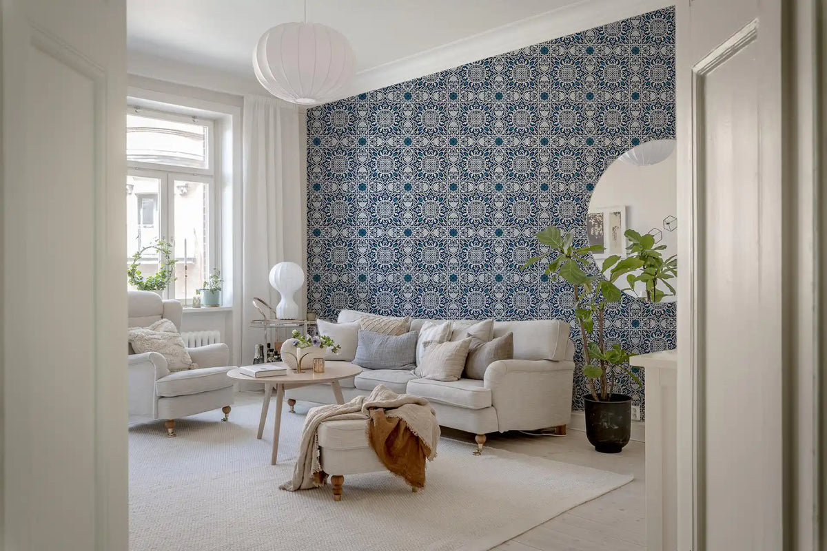 Midnight Moroccan Tile Pattern Wallpaper⁠