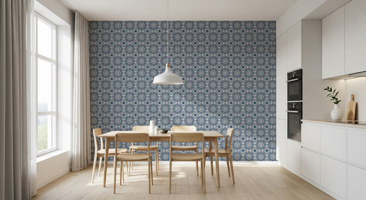 Midnight Moroccan Tile Pattern Wallpaper⁠