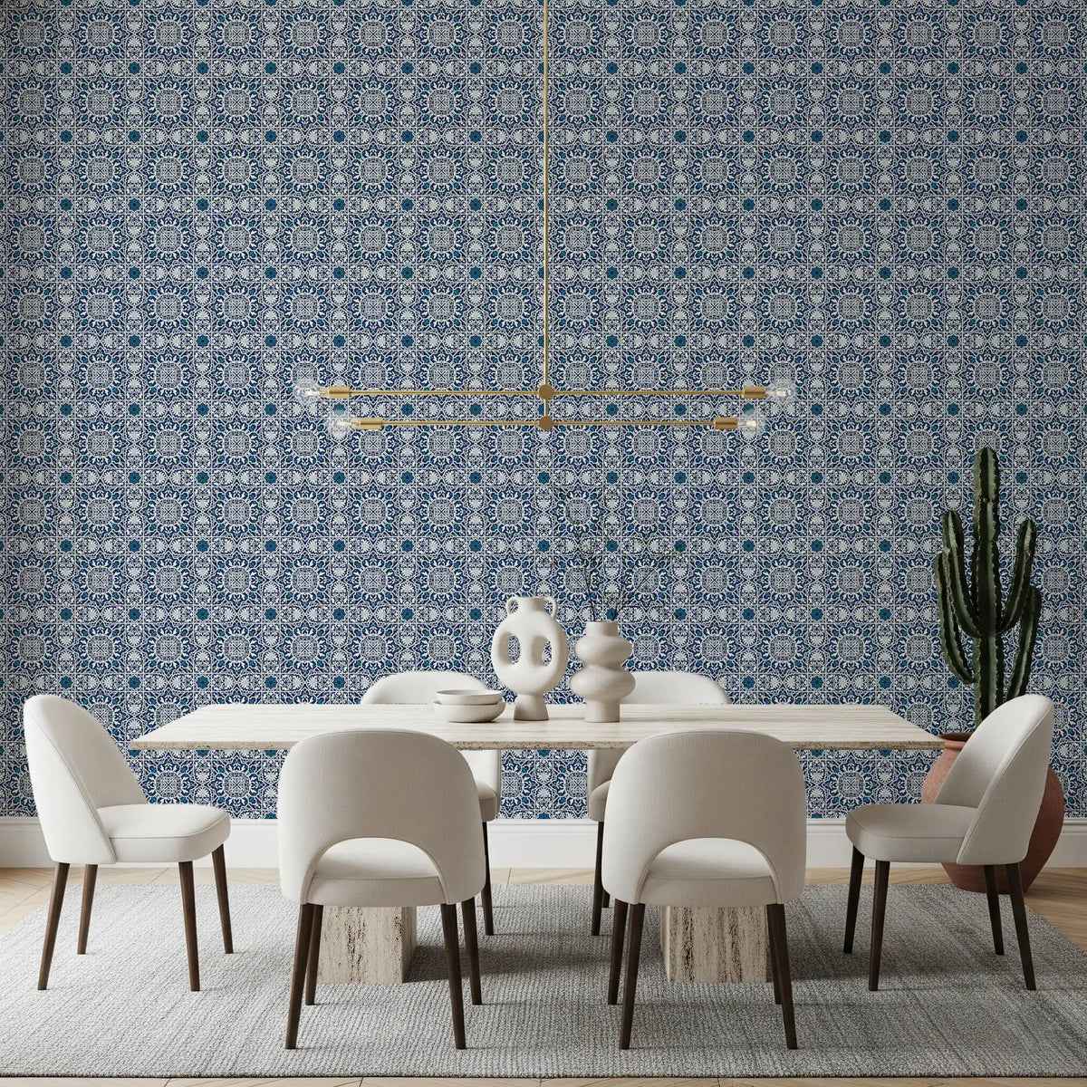 Midnight Moroccan Tile Pattern Wallpaper⁠