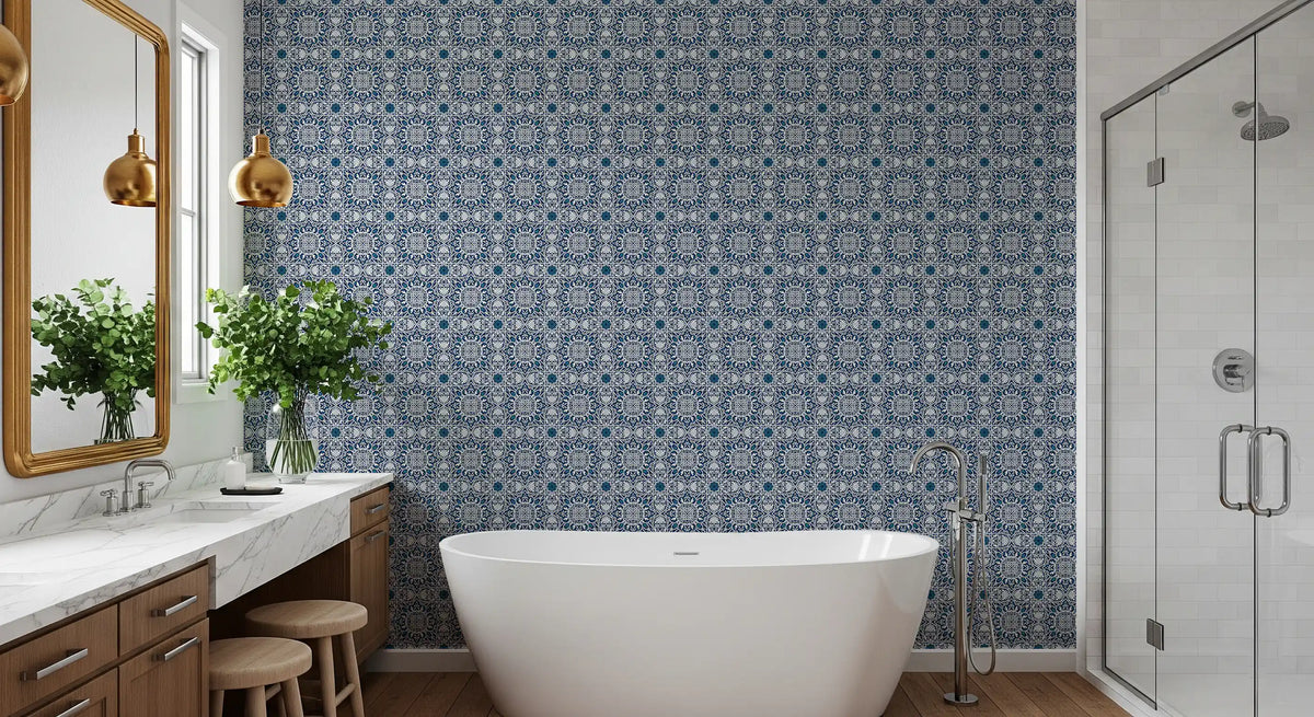 Midnight Moroccan Tile Pattern Wallpaper⁠
