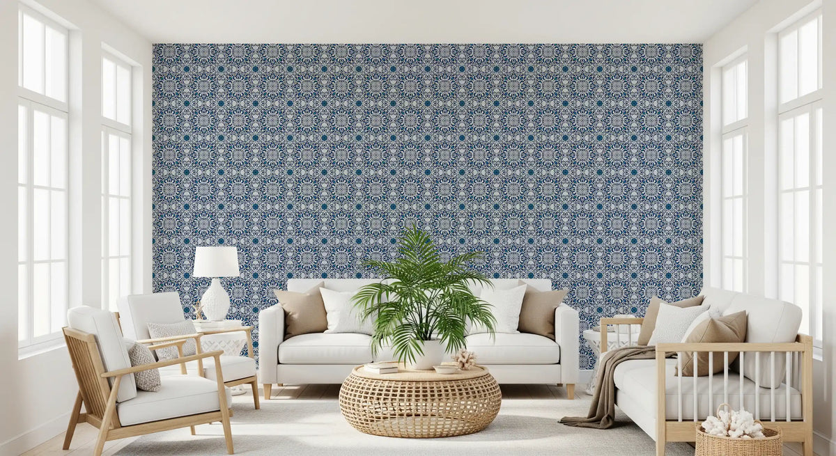 Midnight Moroccan Tile Pattern Wallpaper⁠