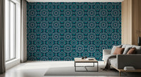 Midnight Teal Geometric Star Tile Wallpaper⁠