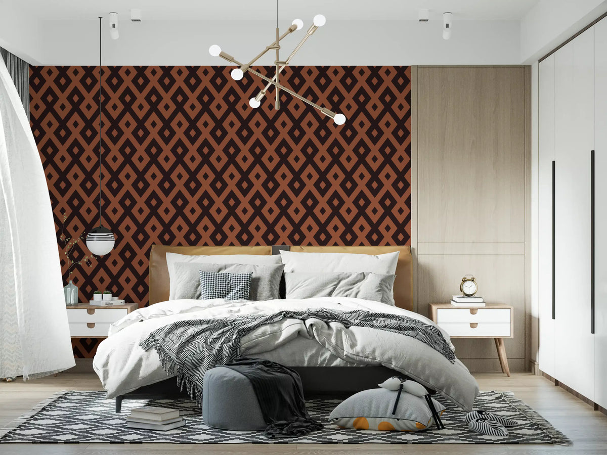 Interlocking Geometric Diamond Pattern Wallpaper⁠