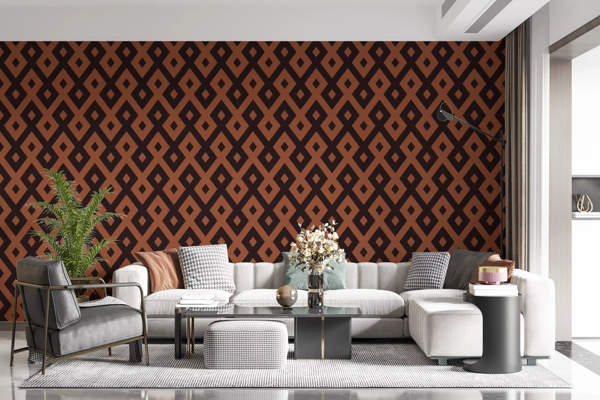 Interlocking Geometric Diamond Pattern Wallpaper⁠