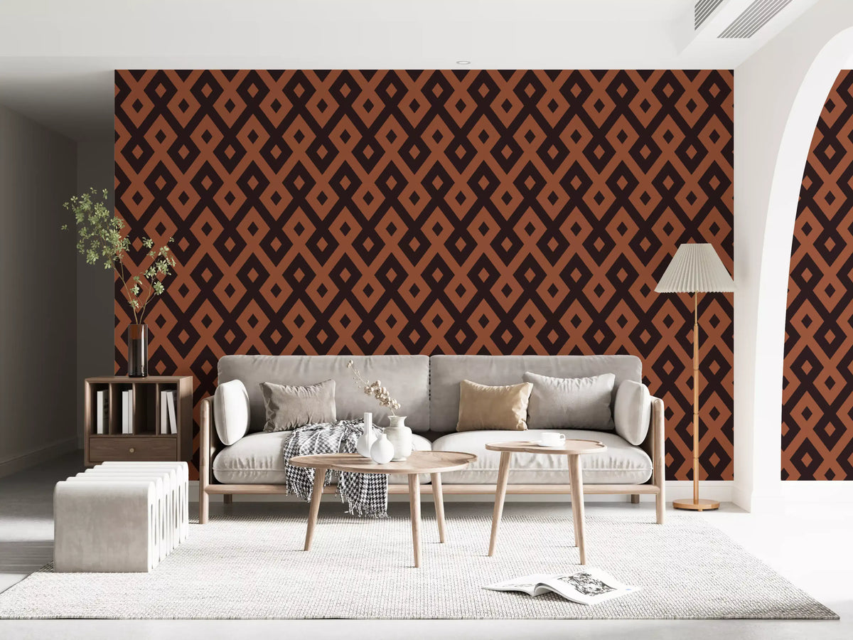 Interlocking Geometric Diamond Pattern Wallpaper⁠