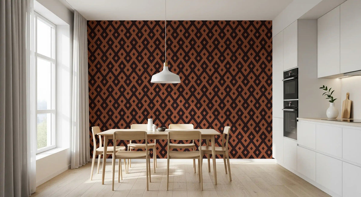 Interlocking Geometric Diamond Pattern Wallpaper⁠