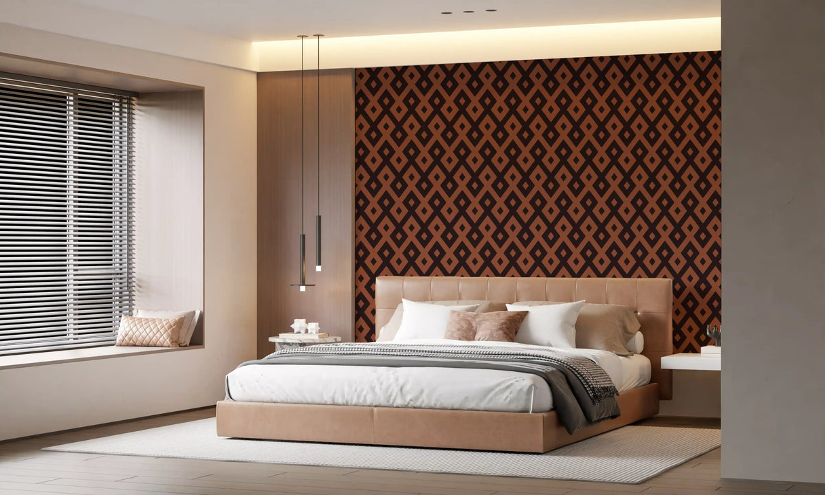 Interlocking Geometric Diamond Pattern Wallpaper⁠