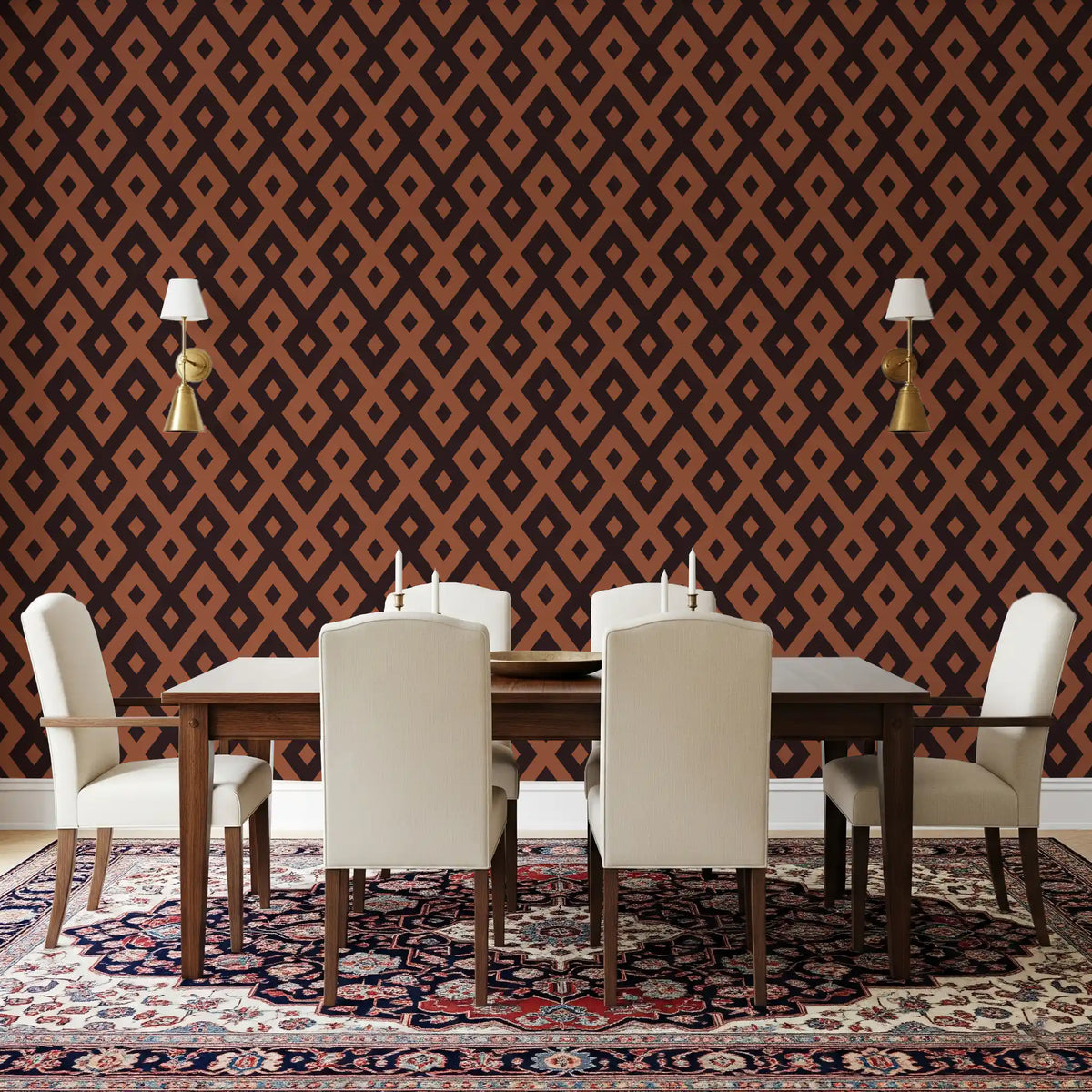 Interlocking Geometric Diamond Pattern Wallpaper⁠
