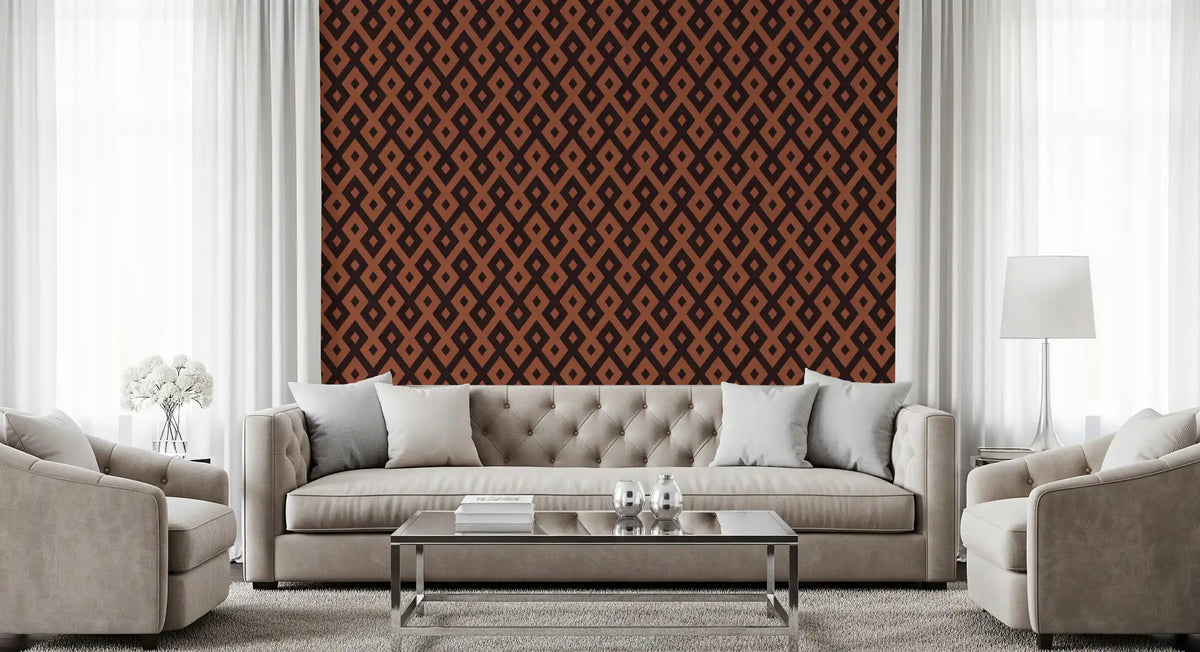 Interlocking Geometric Diamond Pattern Wallpaper⁠