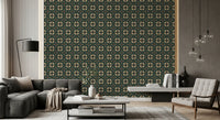 Midnight Botanical Geometric Grid Wallpaper⁠