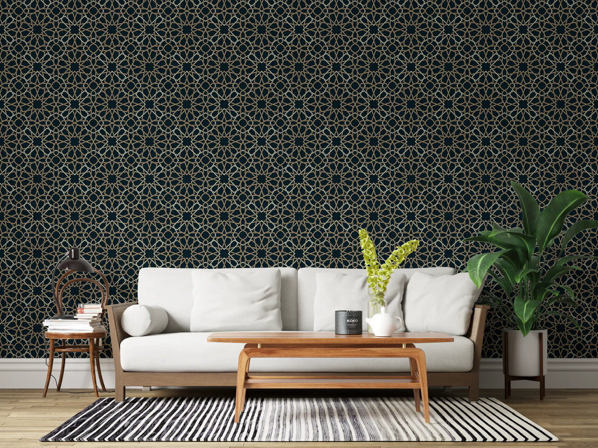 Gilded Star Moroccan Motif Wallpaper⁠