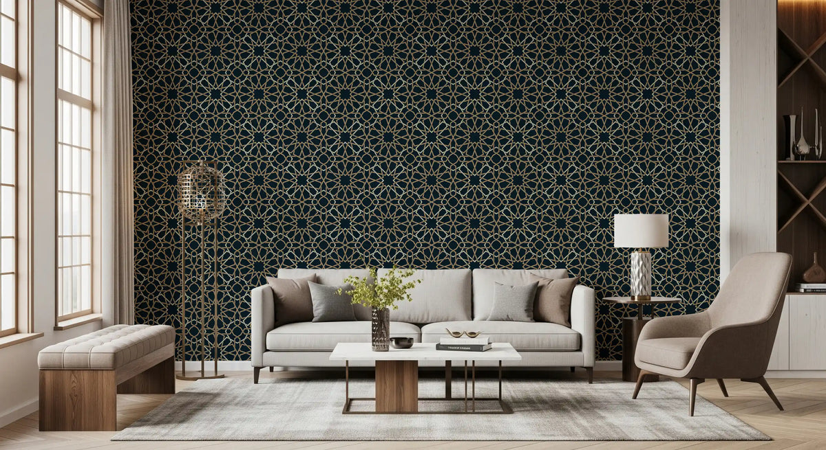 Gilded Star Moroccan Motif Wallpaper⁠