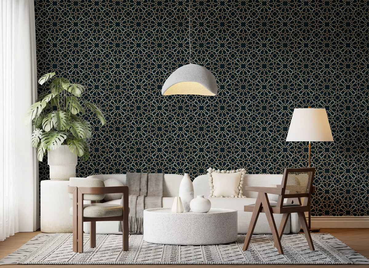 Gilded Star Moroccan Motif Wallpaper⁠