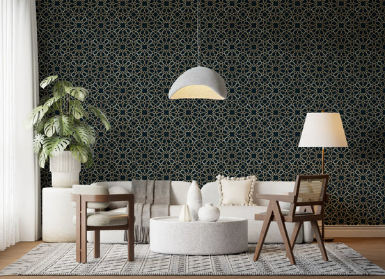 Gilded Star Moroccan Motif Wallpaper⁠