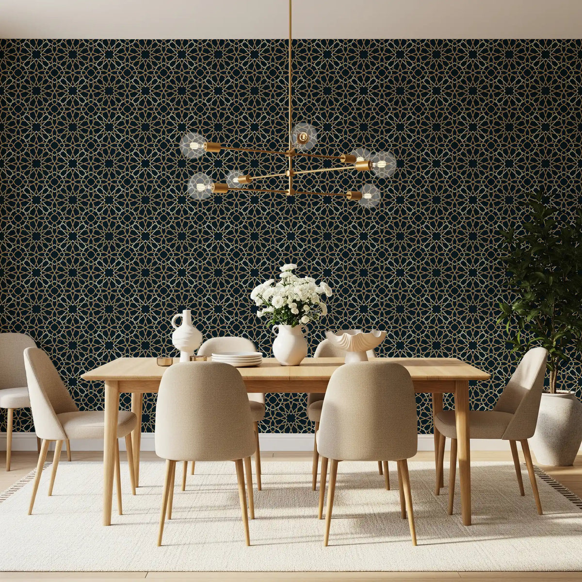 Gilded Star Moroccan Motif Wallpaper⁠