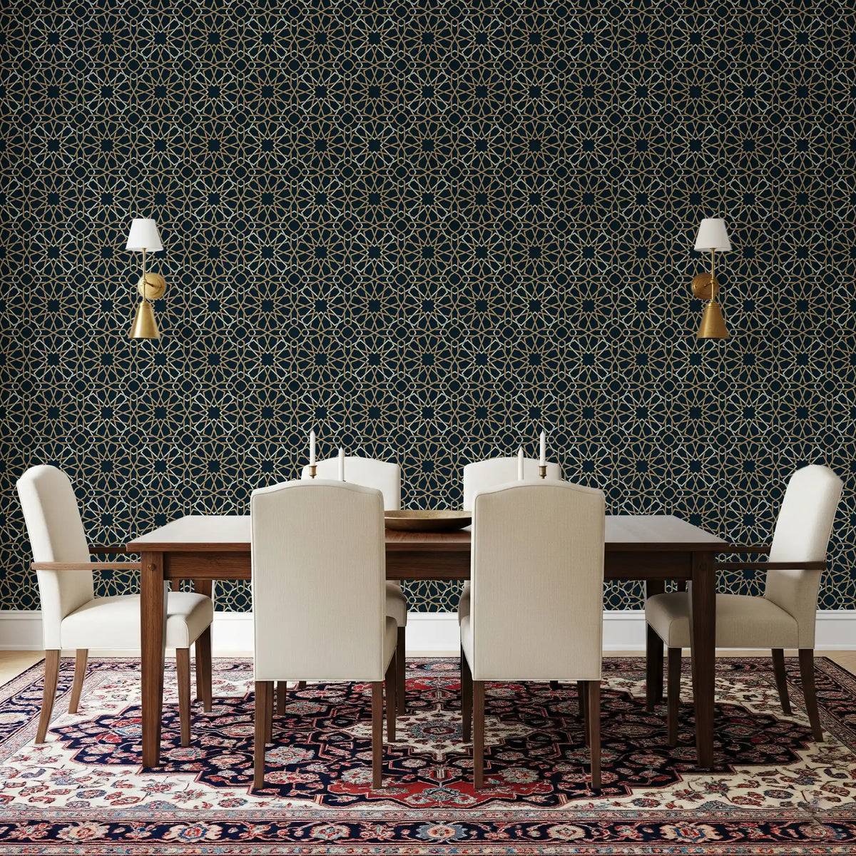 Gilded Star Moroccan Motif Wallpaper⁠