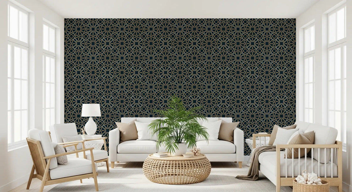 Gilded Star Moroccan Motif Wallpaper⁠